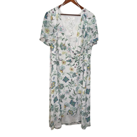 Addition Elle Responsible, Floral Asymmetrical Wrap Midi Dress Size 18 NWOT - Picture 7 of 16
